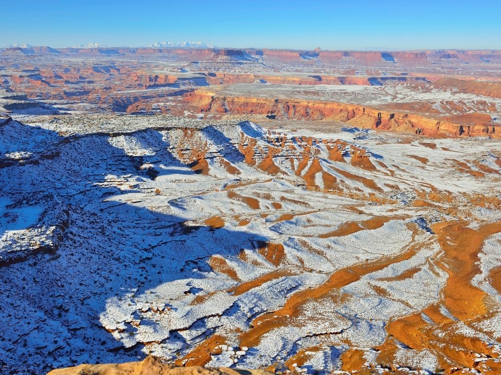 Canyonlands National Park sous la neige en hiver