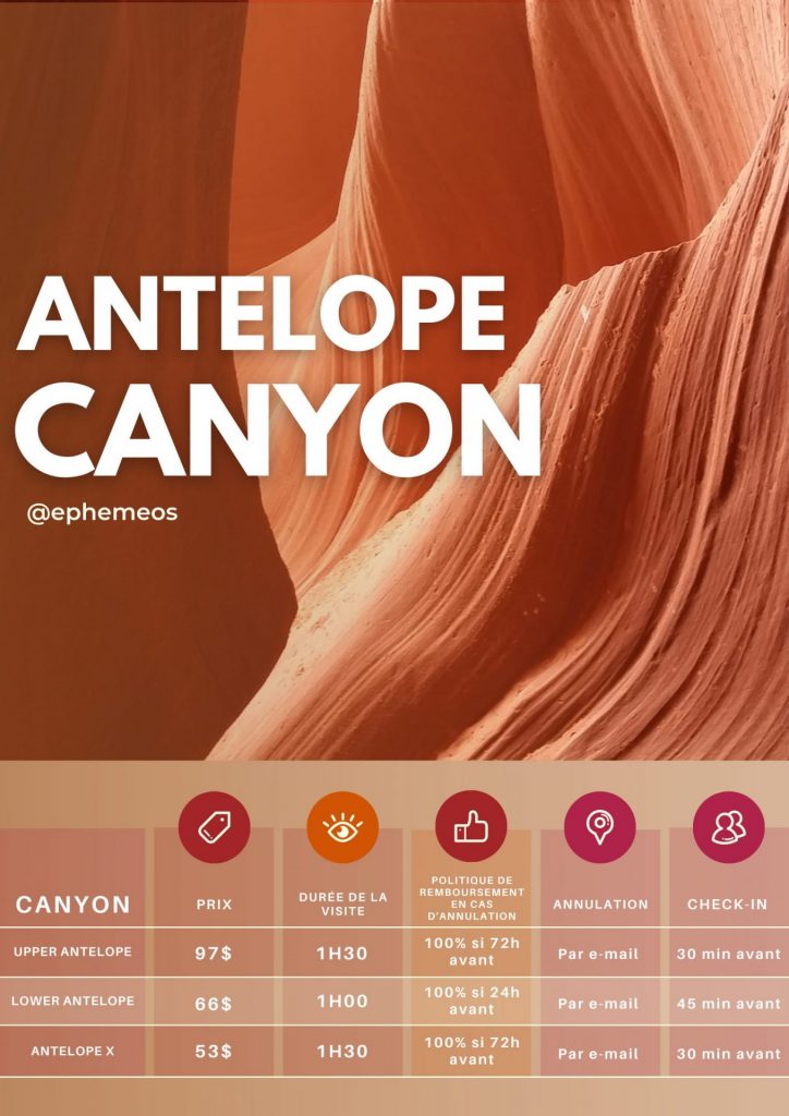 Comparatif tarifs Antelope Canyon